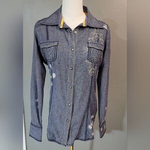 Roar Denim with Blue Distressed‎ Embellished Embroidered Rock n Roll cowgirl